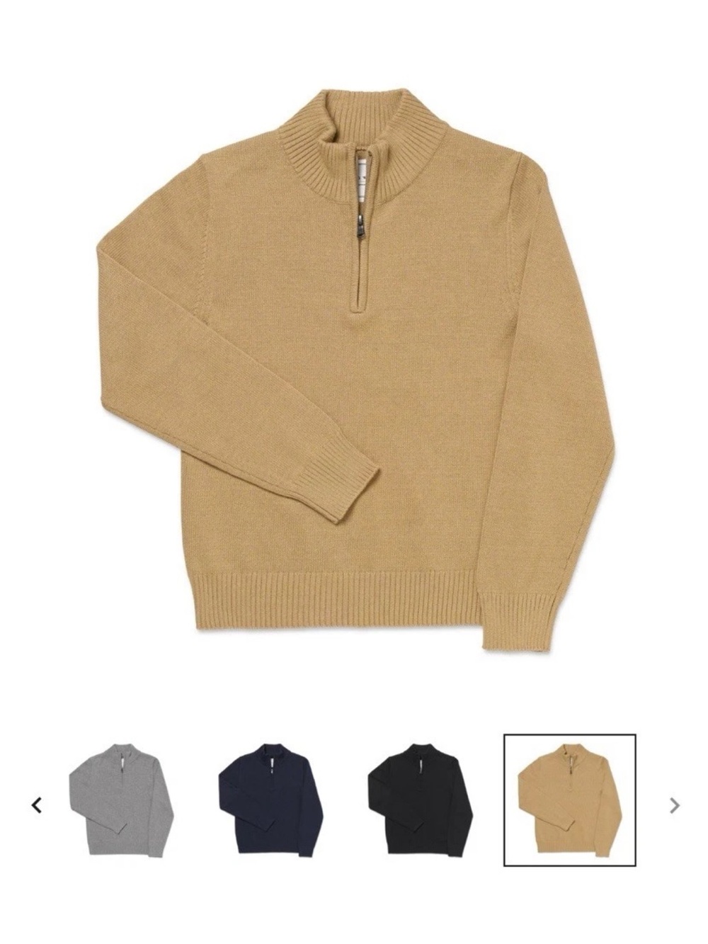 Women's Cowl Neck Half-Zip Sweater in Tan